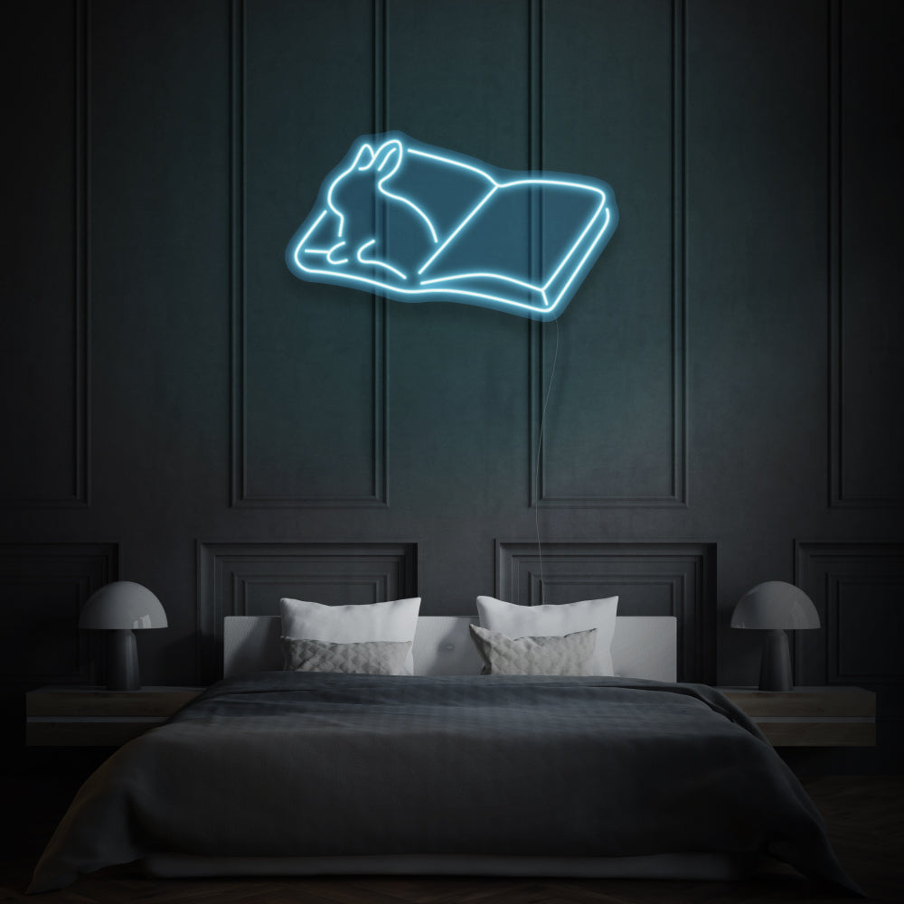 Book With Bunny LED Neon Light