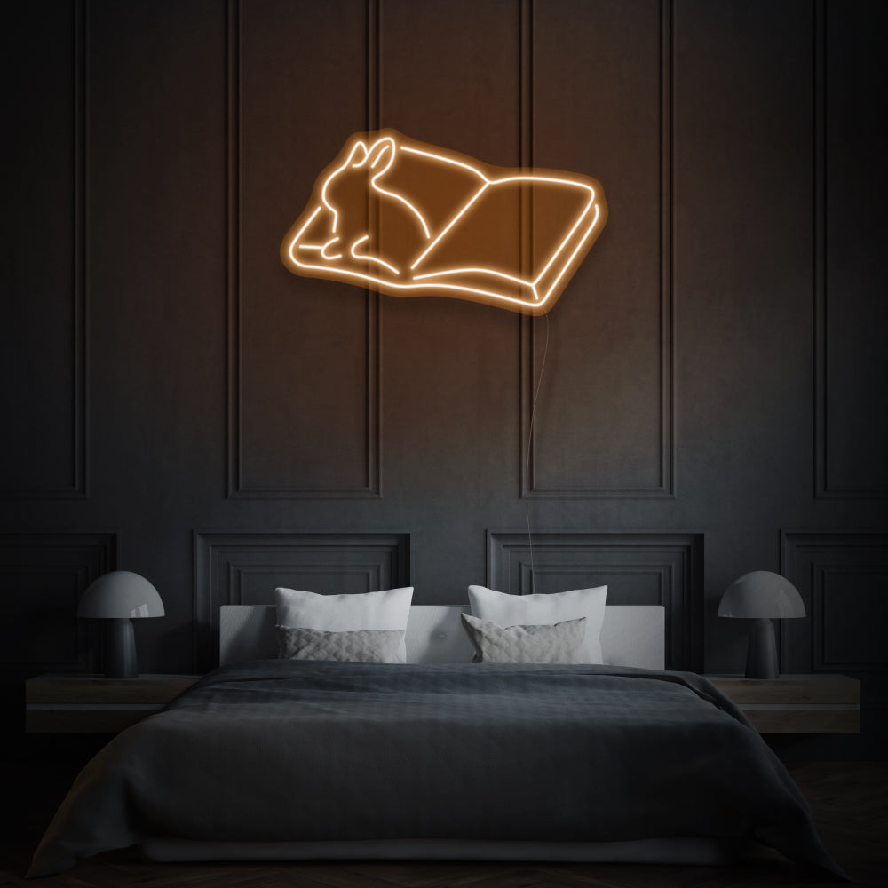 Book With Bunny LED Neon Light