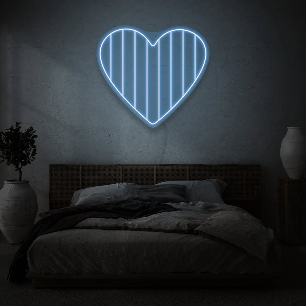 Striped Heart LED Neon Light