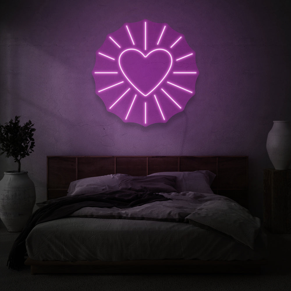 Heart With Beams LED Neon Light