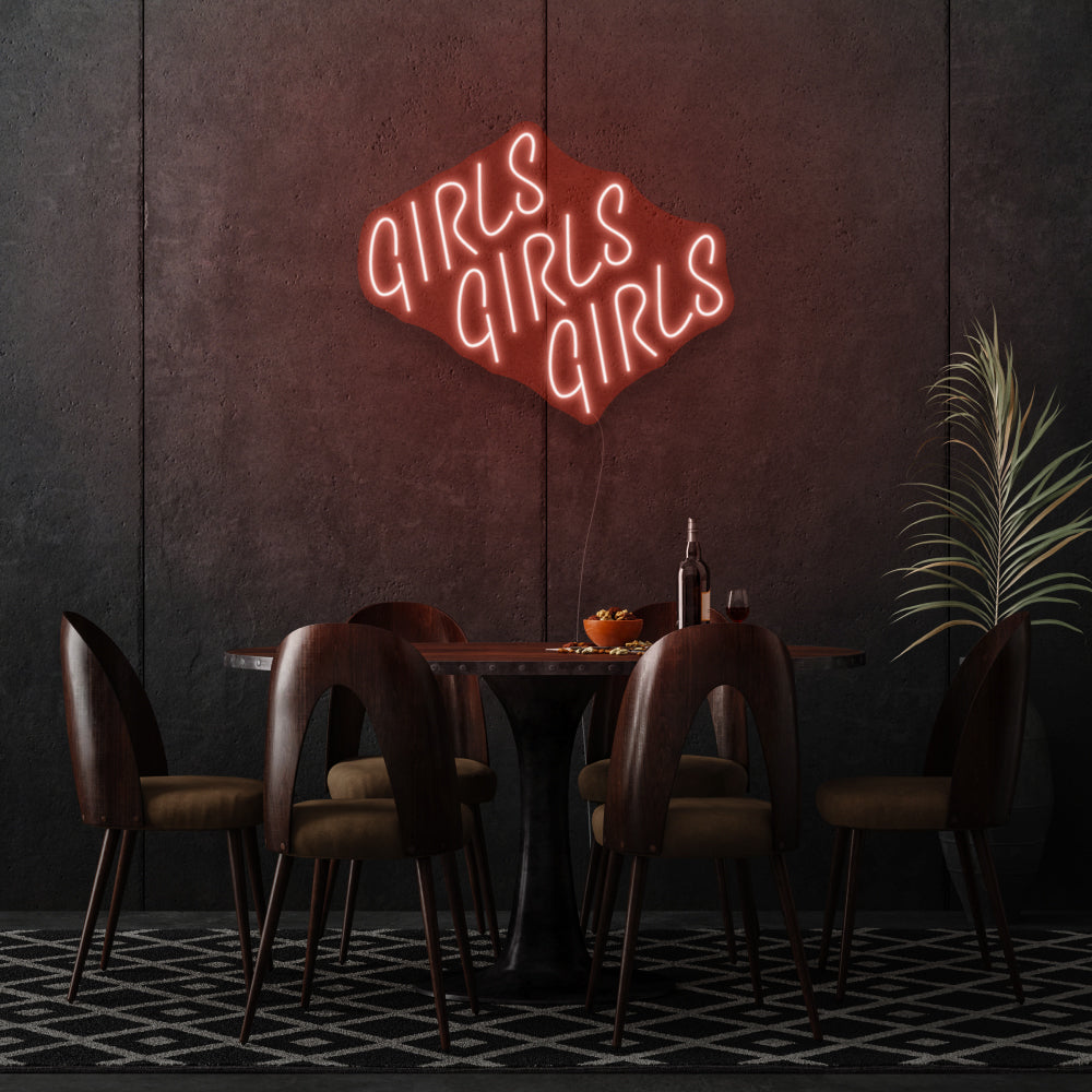Girls Girls Girls Cursive LED Neon Writing