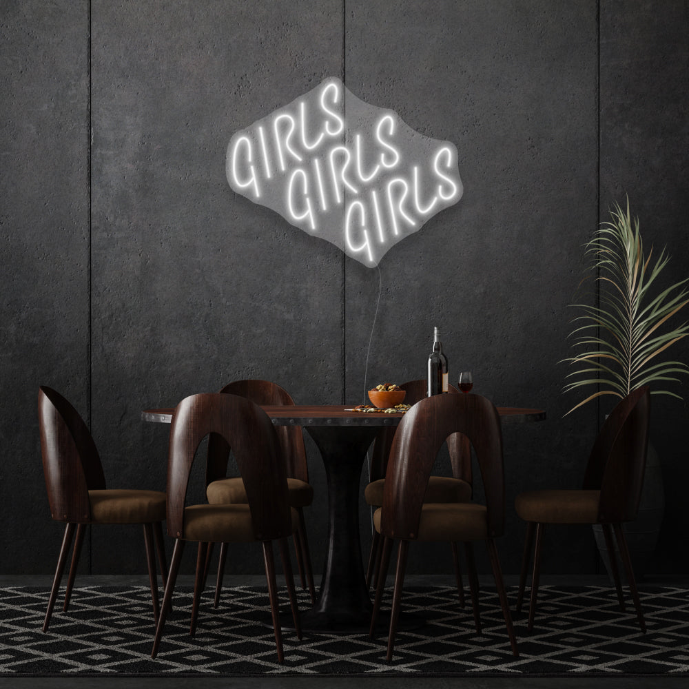 Girls Girls Girls Cursive LED Neon Writing