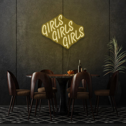 Girls Girls Girls Cursive LED Neon Writing