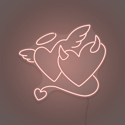 Angel And Devil Hearts LED Neon Sign