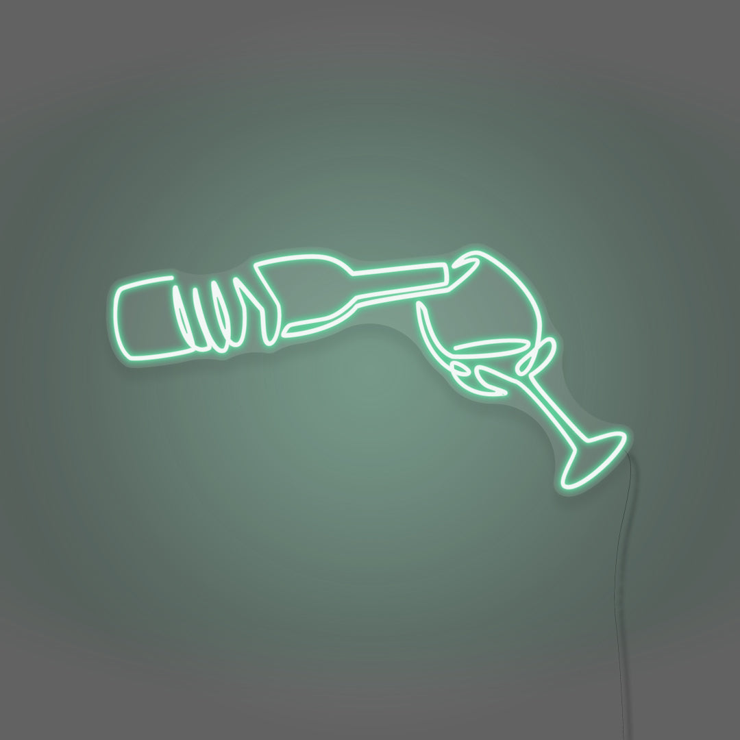 Wine Poured To Glass Neon Light