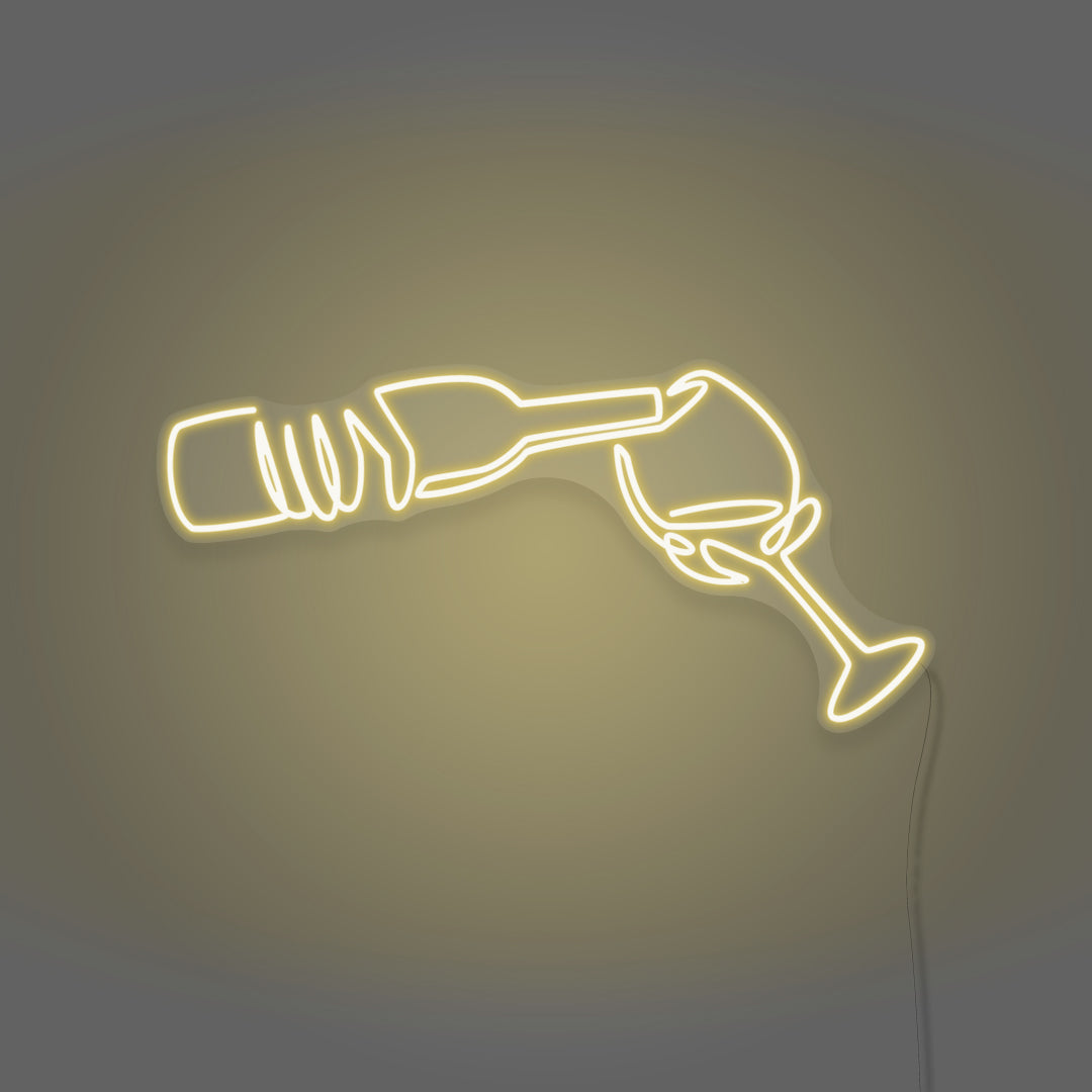 Wine Poured To Glass Neon Light
