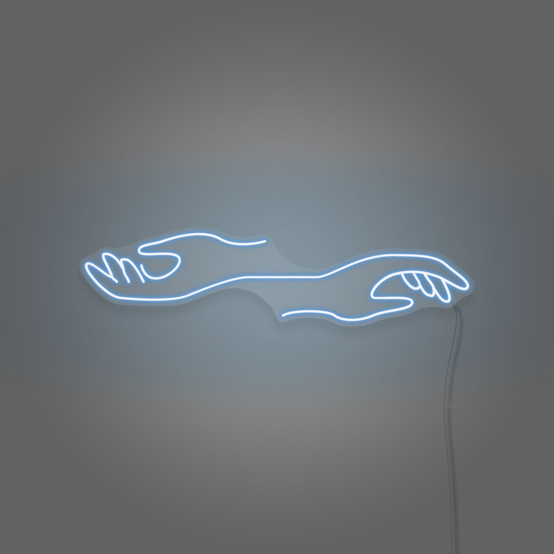 Hands Reaching Out in Opposite Custom-made Neon Light