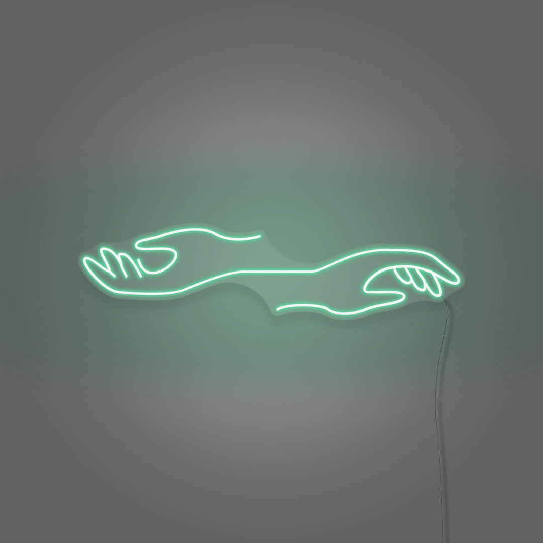 Hands Reaching Out in Opposite Custom-made Neon Light