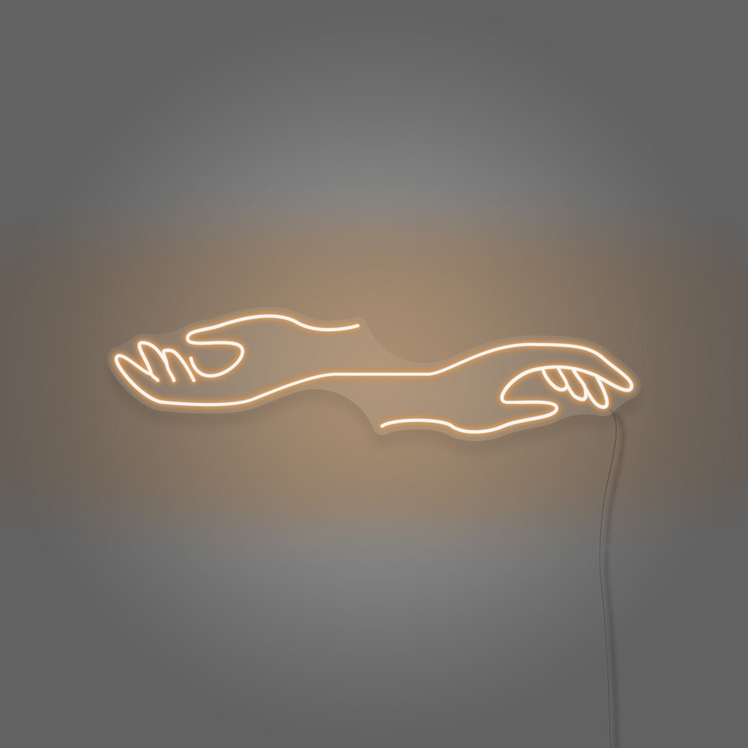 Hands Reaching Out in Opposite Custom-made Neon Light