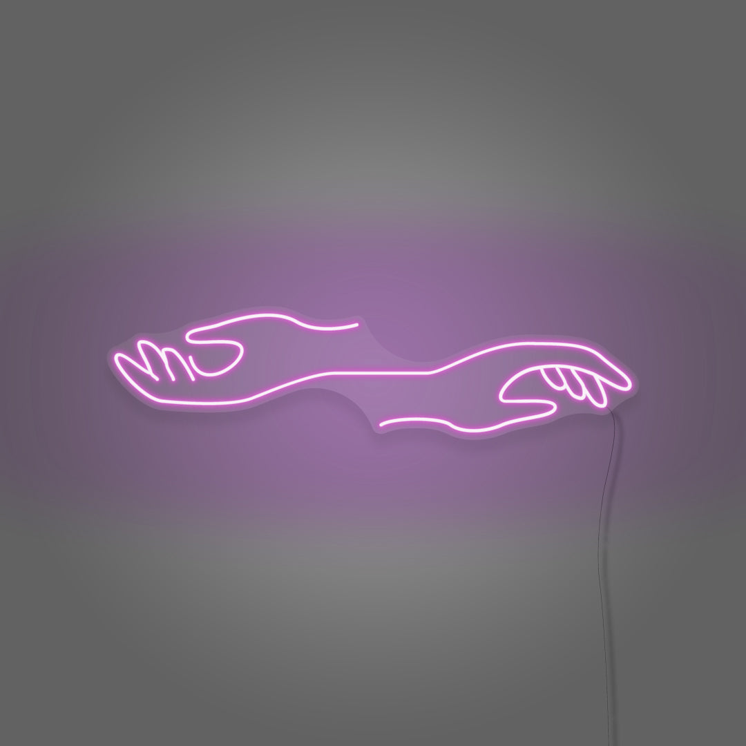 Hands Reaching Out in Opposite Custom-made Neon Light