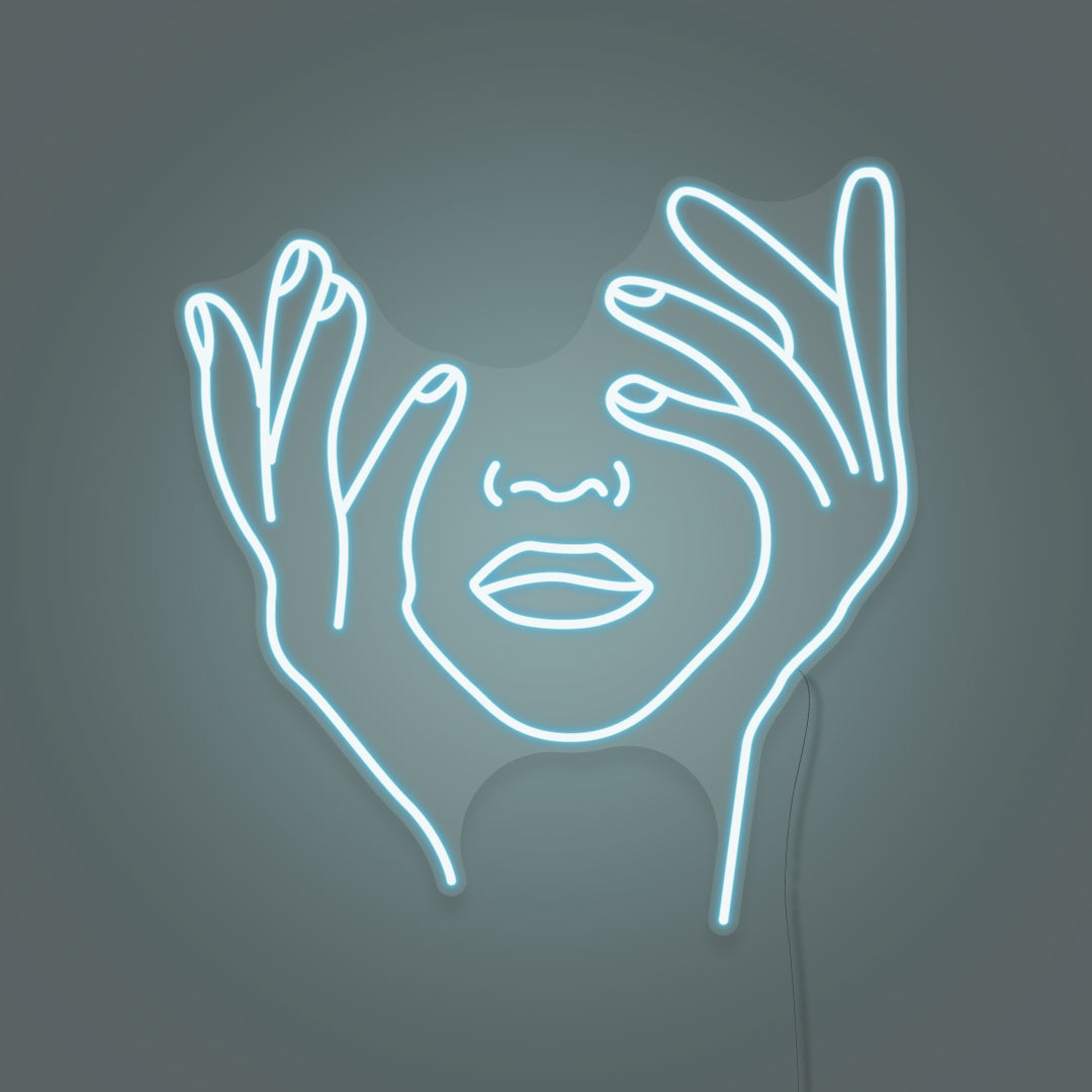 Hands On Face Customized Neon Light