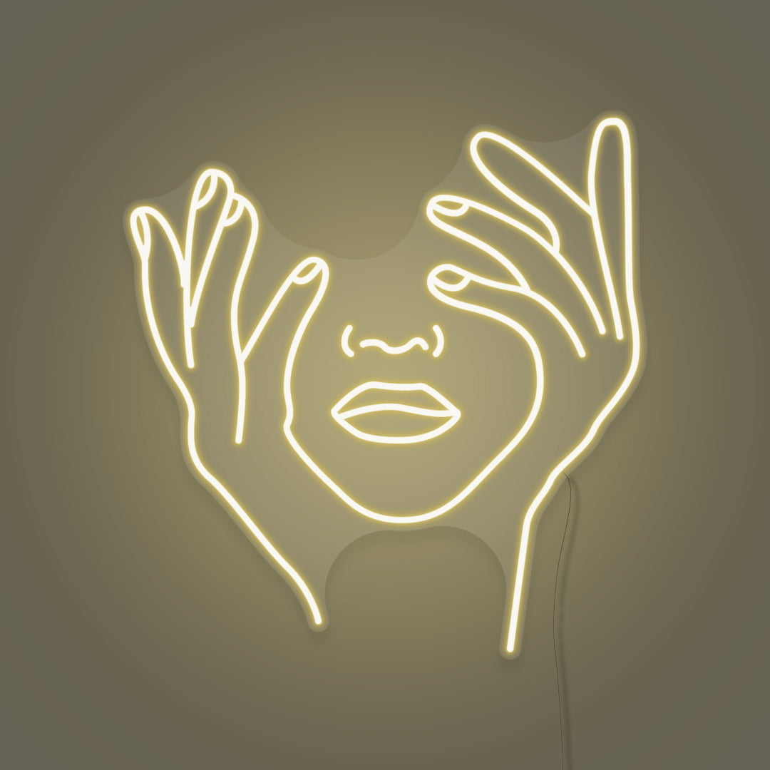 Hands On Face Customized Neon Light