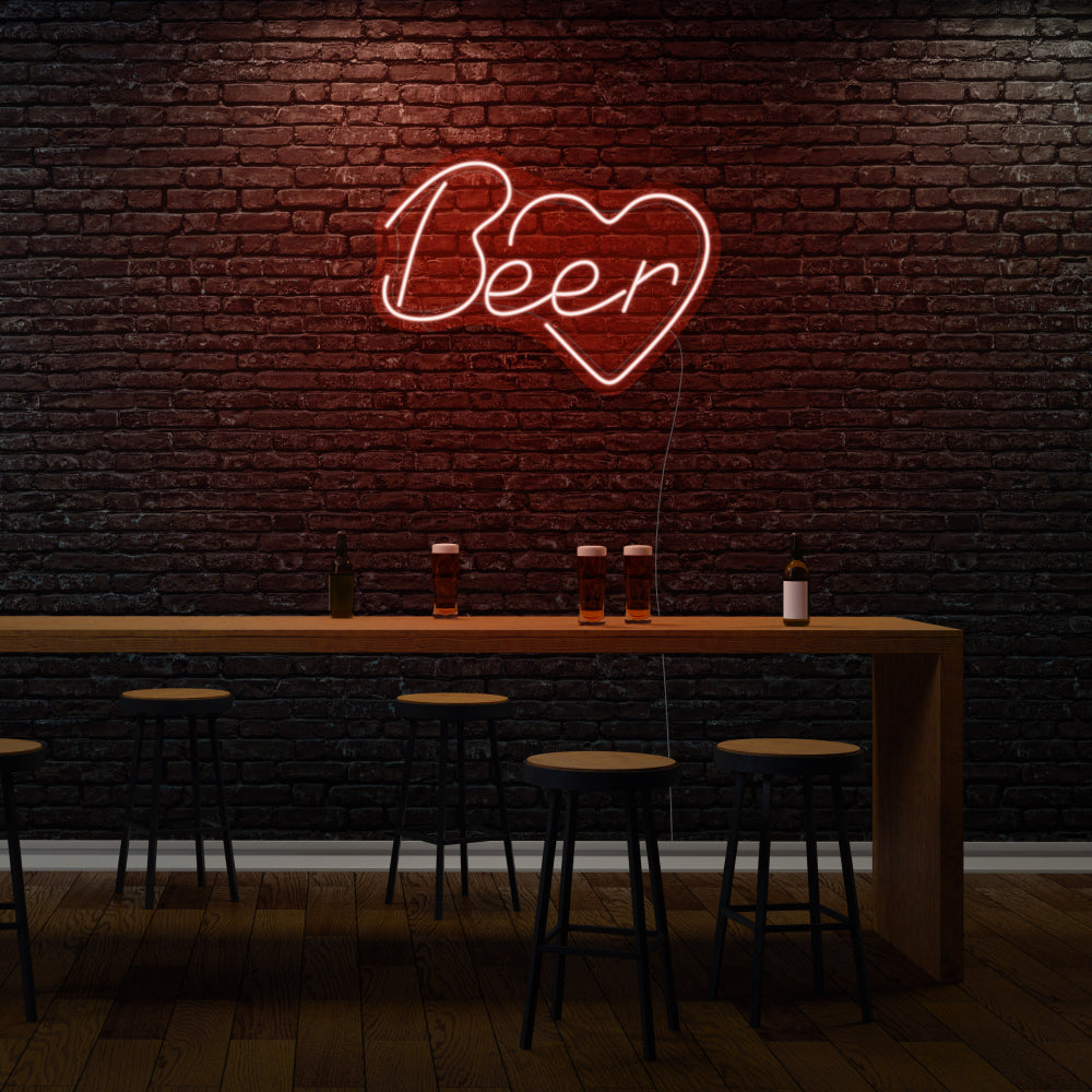 Beer With Heart Neon LED Sign