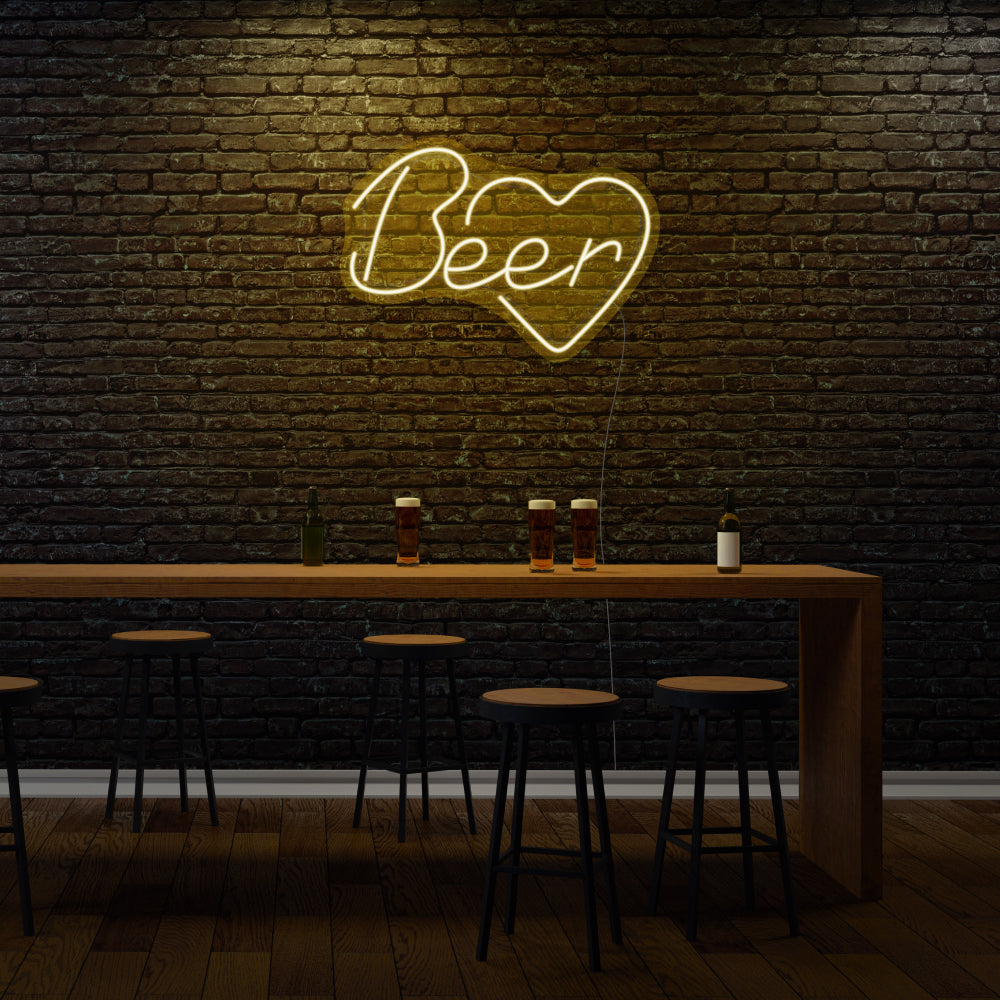Beer With Heart Neon LED Sign