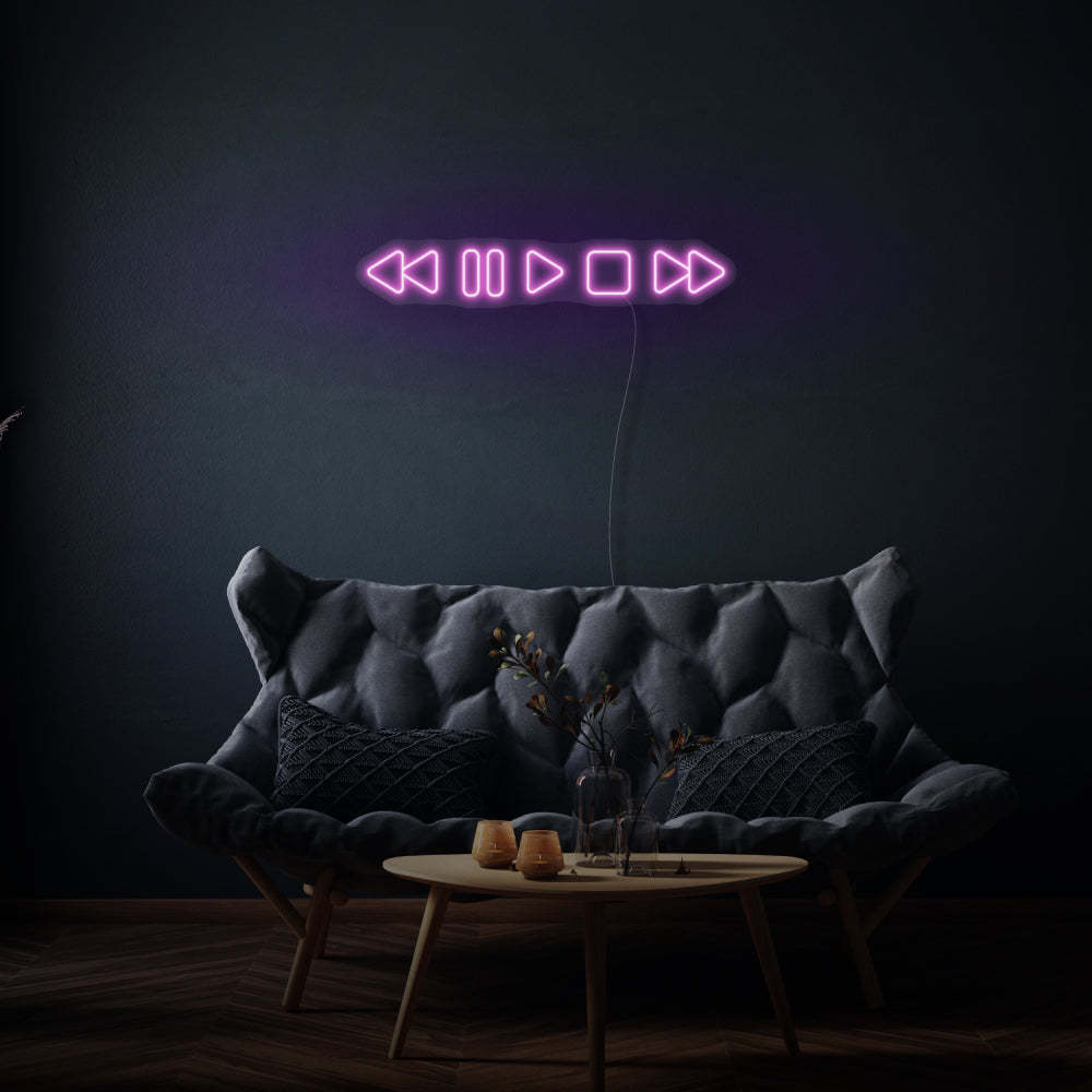 Music Player Buttons LED Neon Light