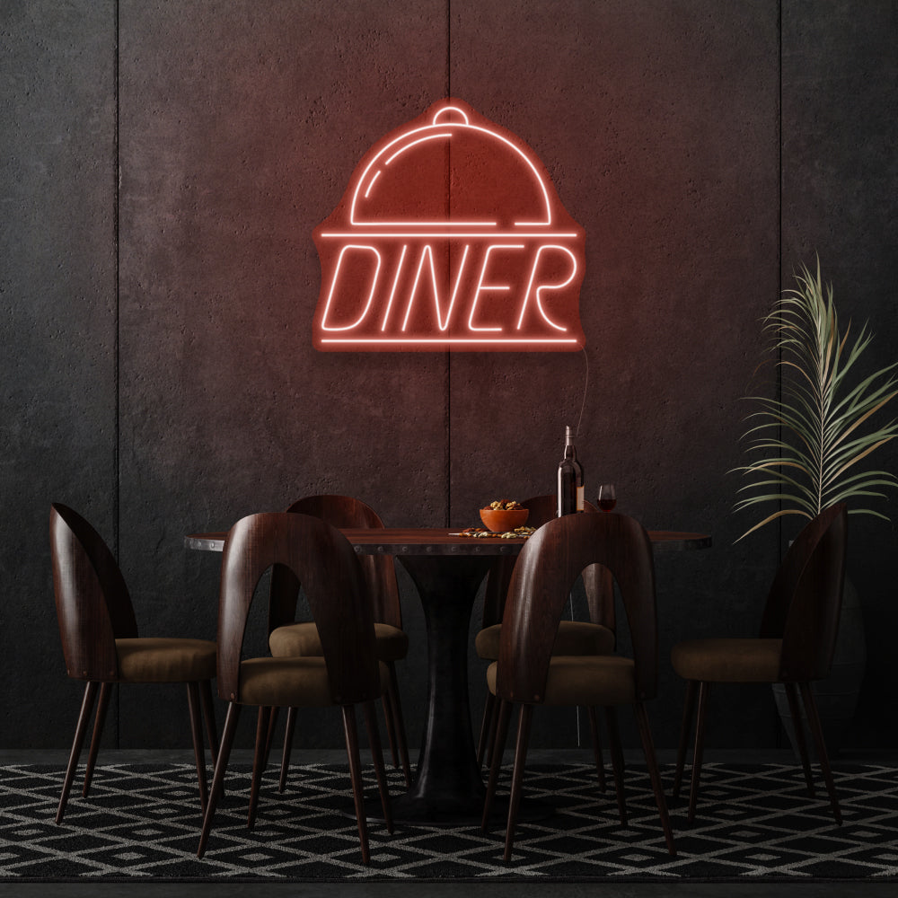 Diner On Silver Plates LED Neon Sign