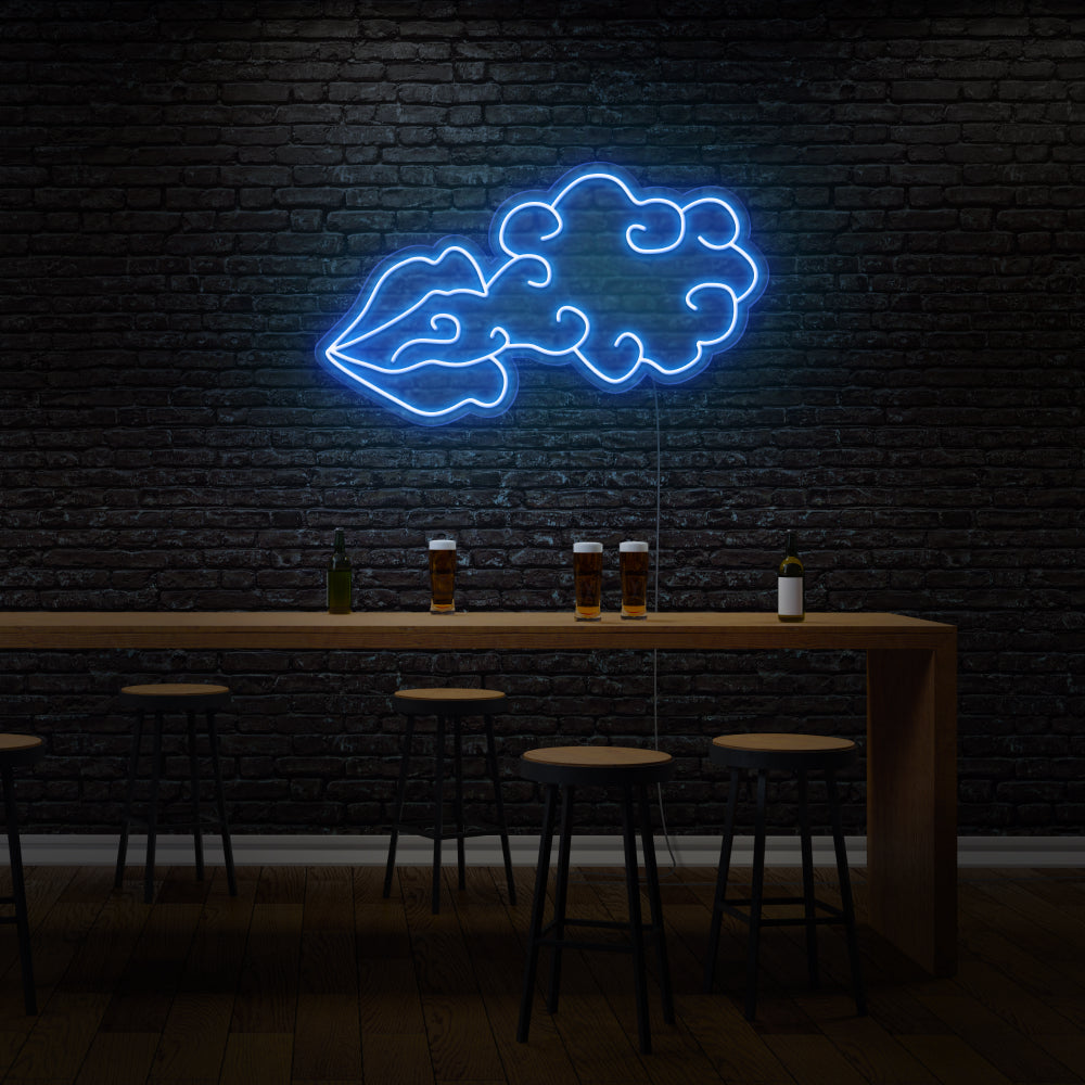 Mouth Blowing Smoke Aesthetic Neon Light For Bar