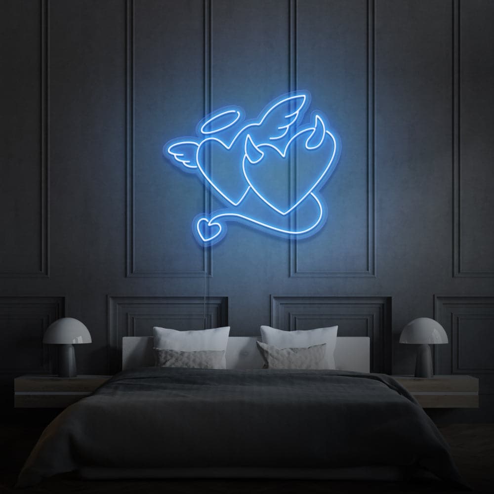 Angel And Devil Hearts LED Neon Sign