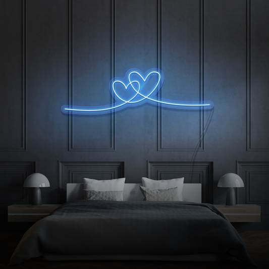 Two Hearts LED Neon Sign
