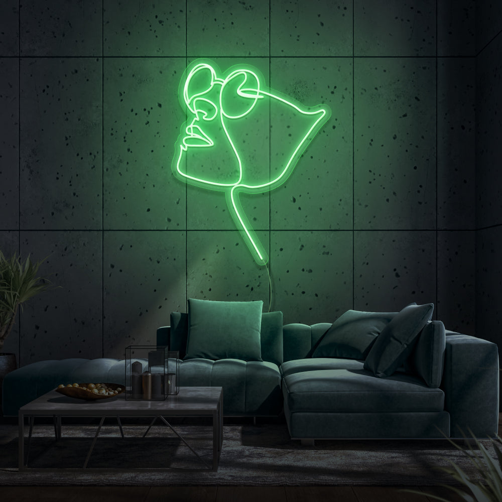 Face with Glasses LED Neon Sign