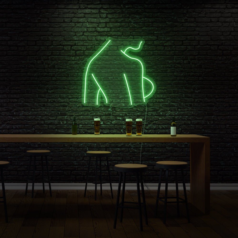 Naked Woman Side Profile Neon Light