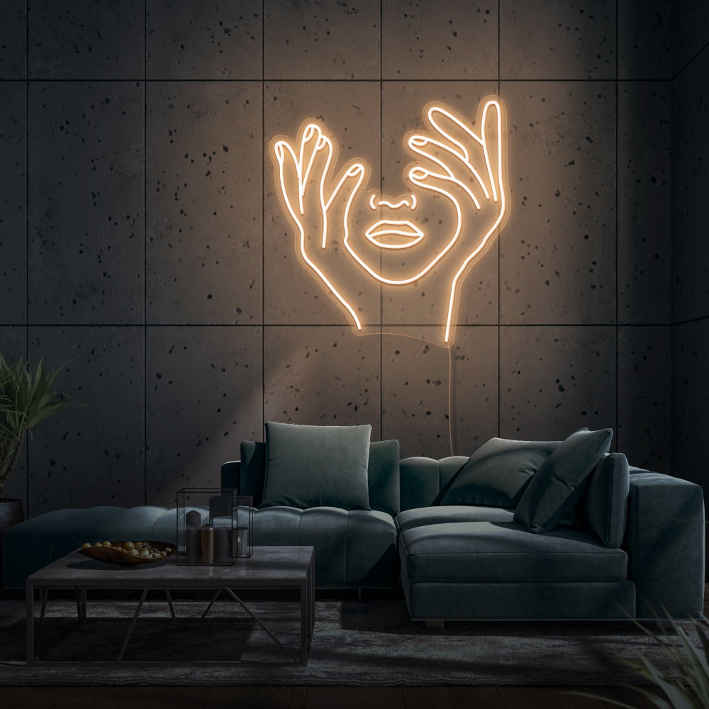 Hands On Face Customized Neon Light