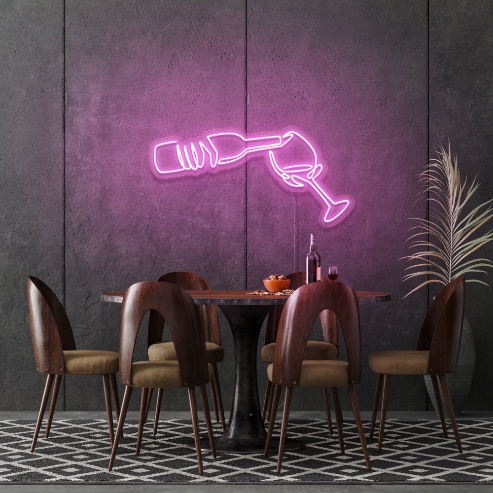 Wine Poured To Glass Neon Light