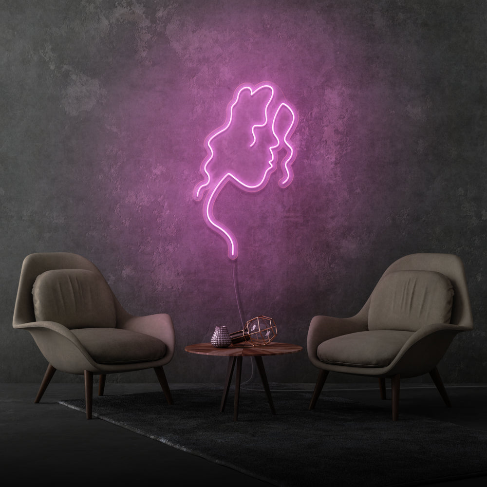 Woman Face Side Profile Aesthetic Neon Light