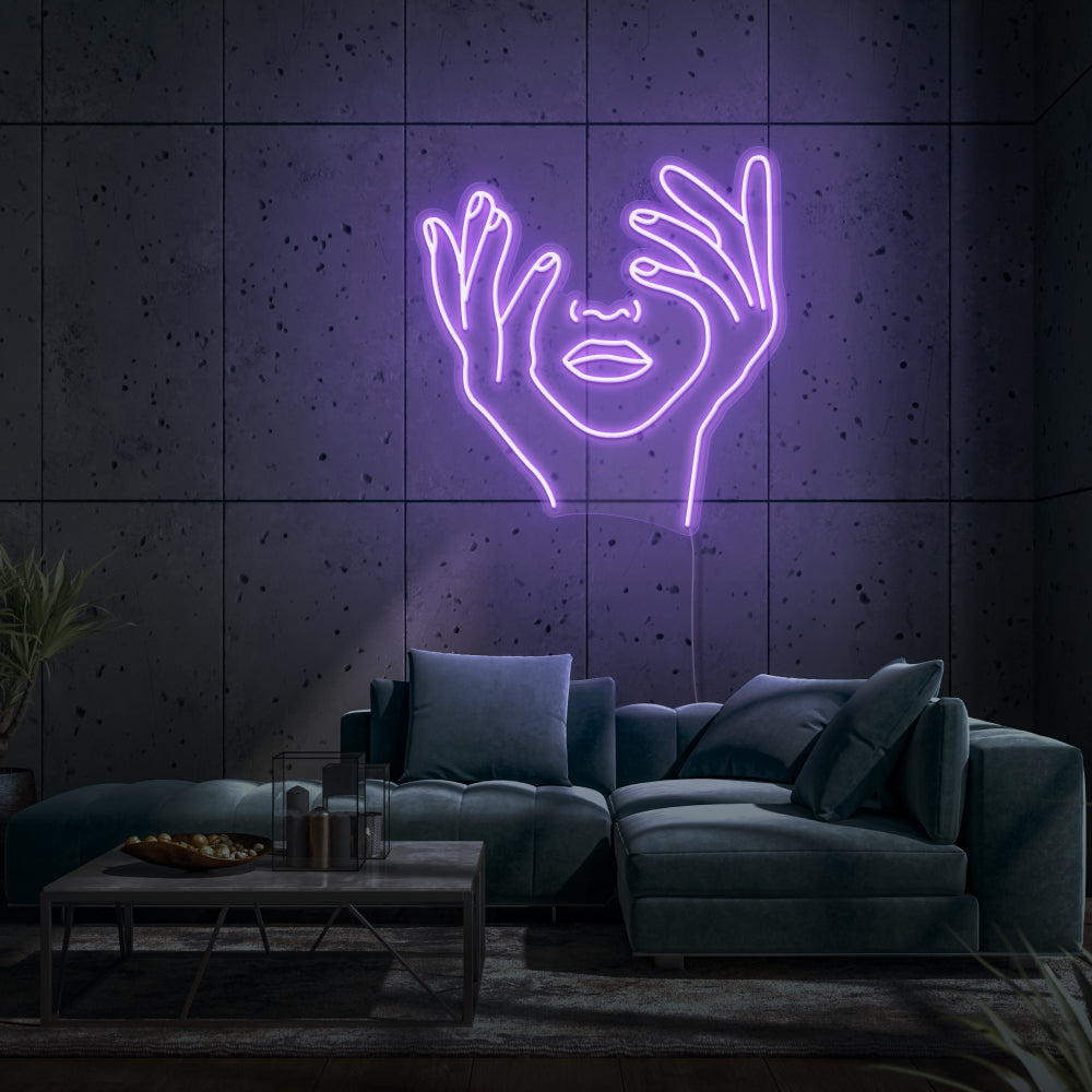Hands On Face Customized Neon Light