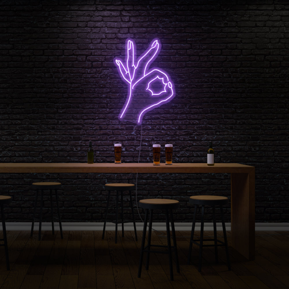 Okay Hand Sign Neon LED Light