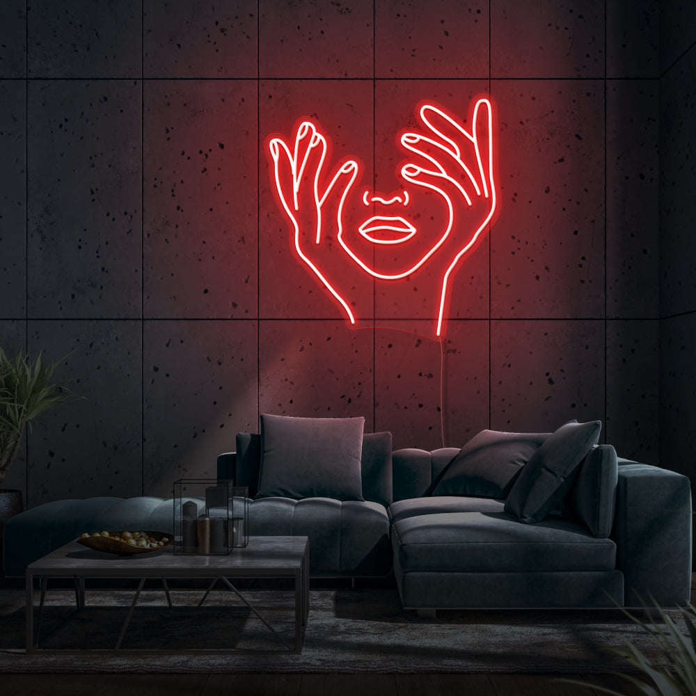 Hands On Face Customized Neon Light
