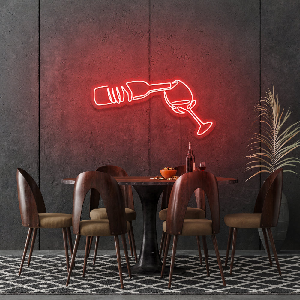 Wine Poured To Glass Neon Light
