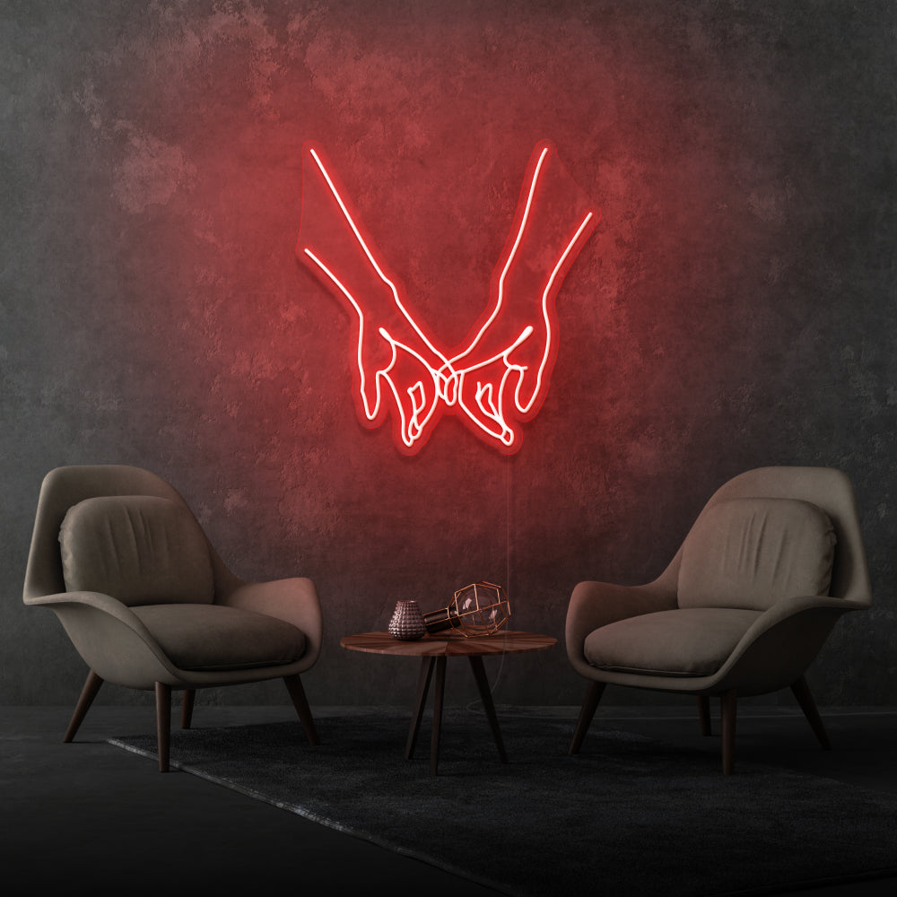 Pinkies Intertwined Aesthetic Neon Light