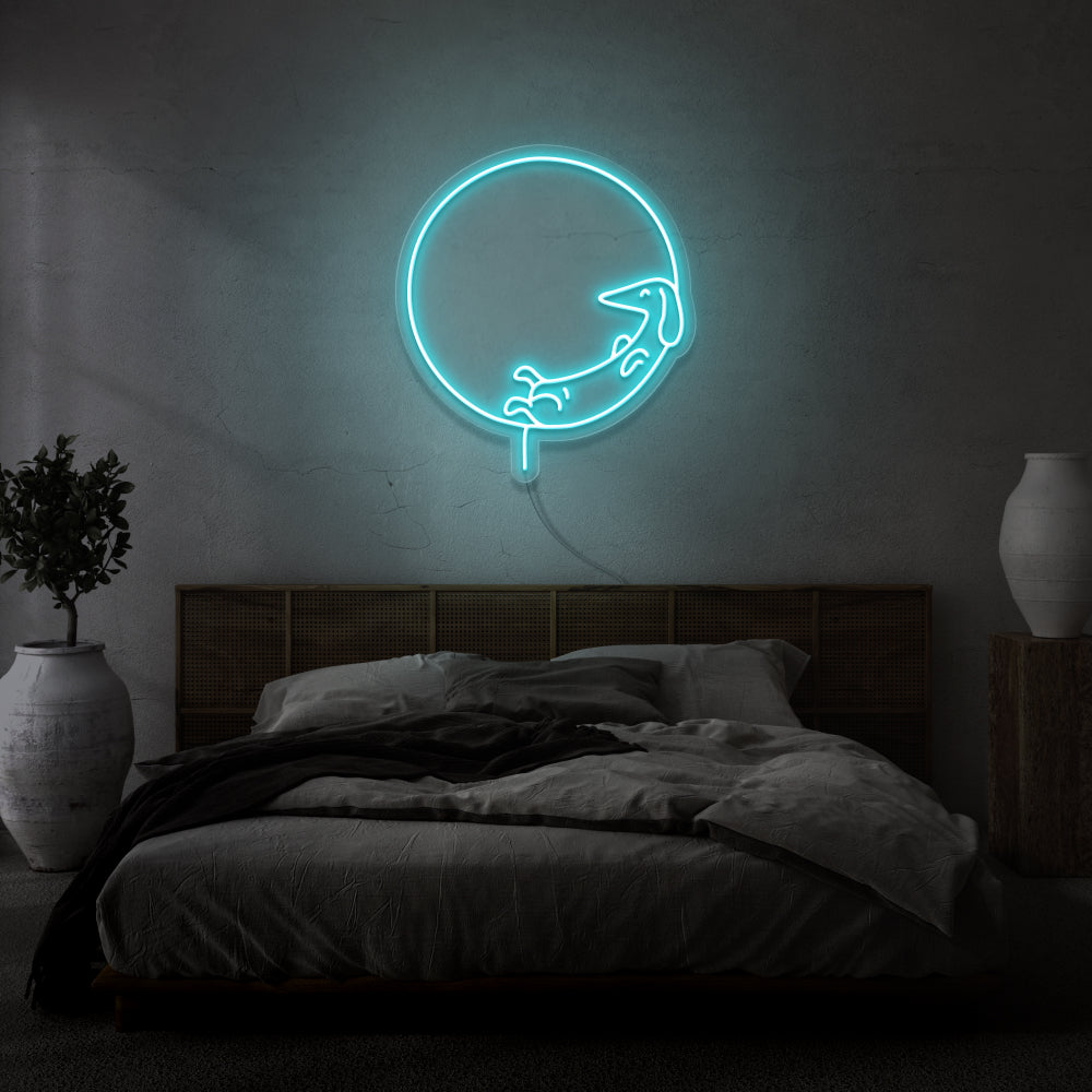 Dachshund on the Moon LED Neon Sign