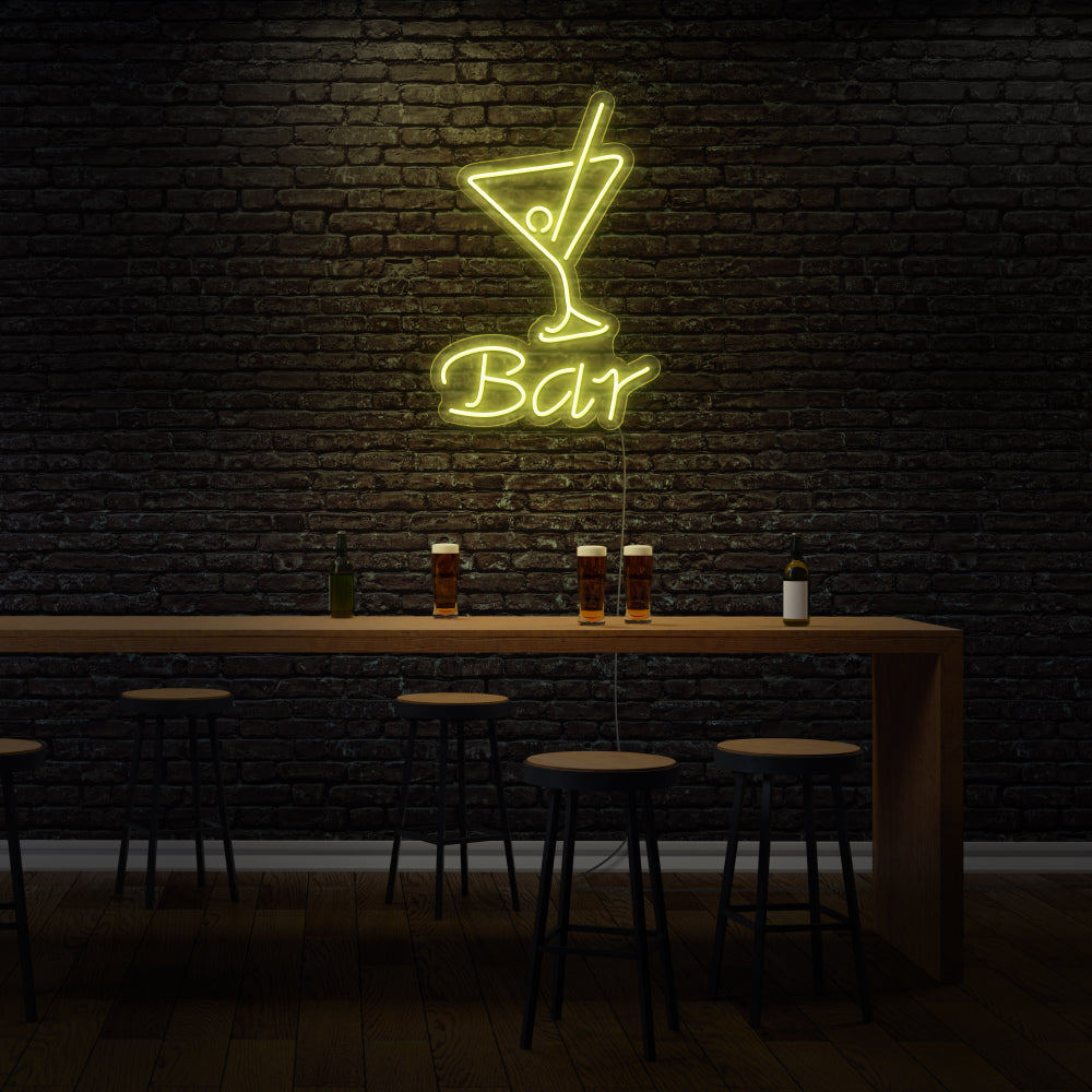 Bar with Drink Neon Light Aesthetic