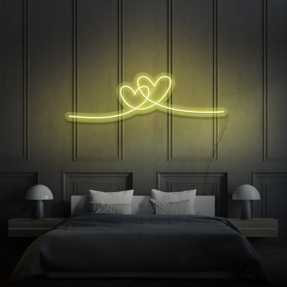 Two Hearts LED Neon Sign